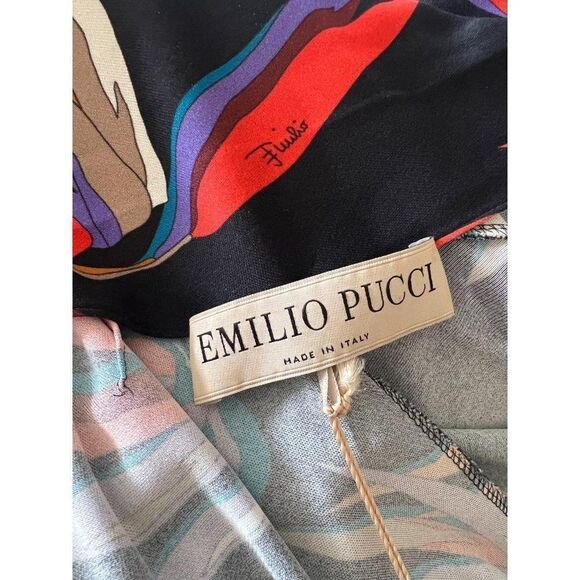 NWT EMILIO PUCCI Black Runway Bamboo Leaf Print Sheath Mini Dress Size I… - Picture 12 of 16